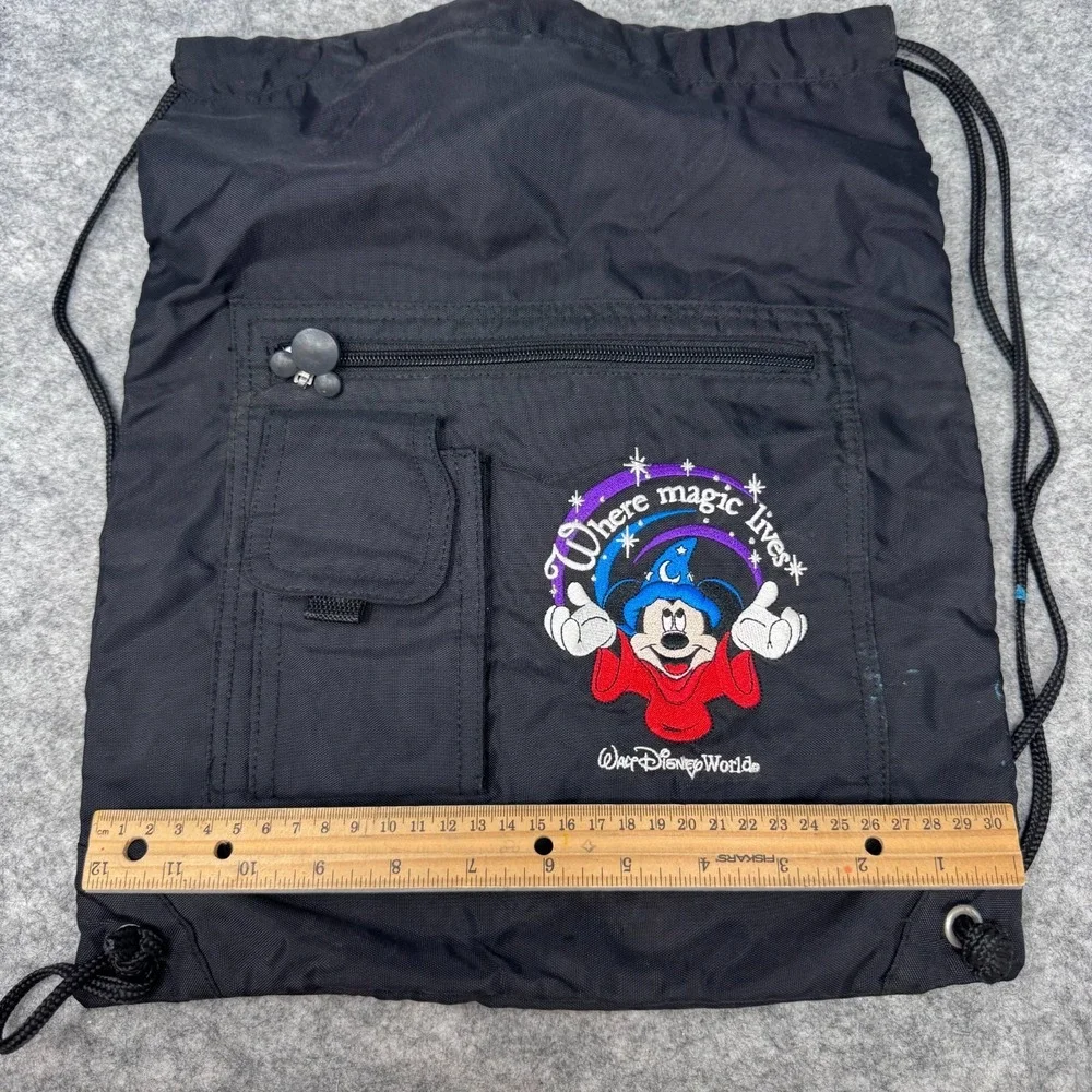 2000s Walt Disney World Where Magic Lives 15" Drawstring Backpack Y2K Mickey - Picture 10 of 10